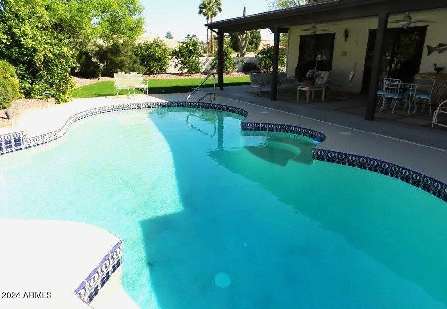 view of pool featuring a patio