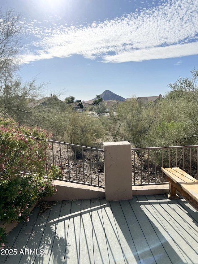 deck featuring a mountain view