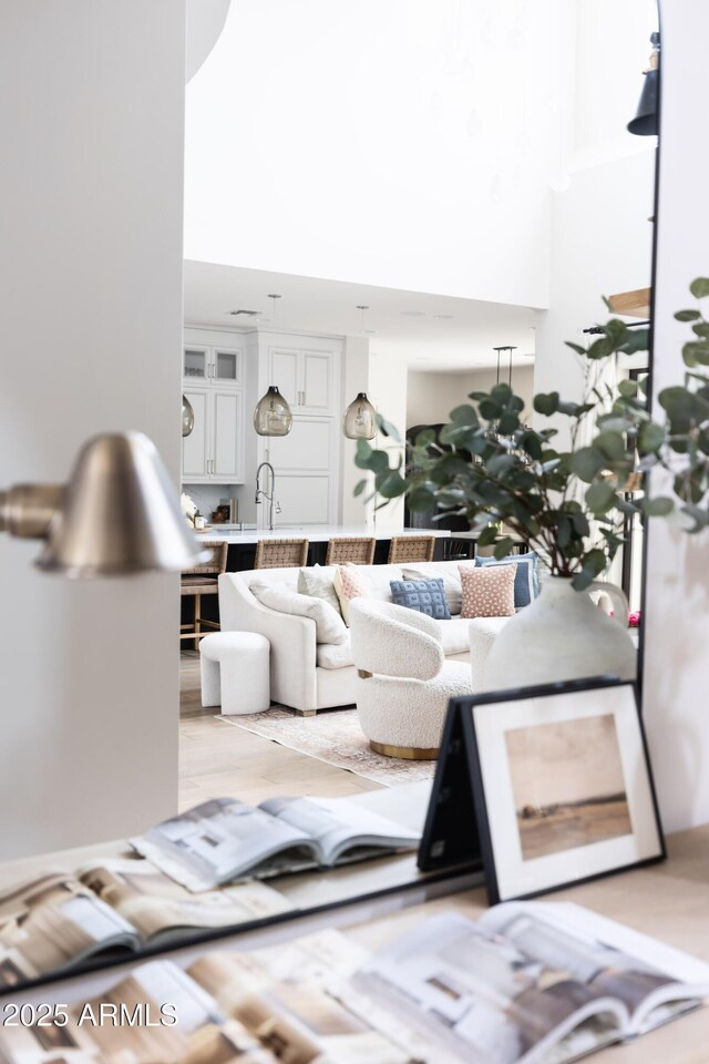 living area featuring light wood-style floors