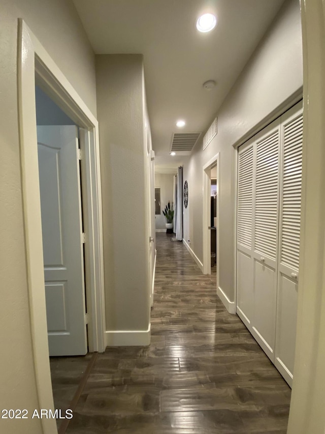 2042 W Periwinkle Way, Chandler, AZ 85248 - hall with dark wood-style floors, recessed lighting, and baseboards