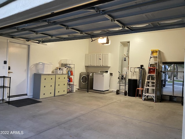 2042 W Periwinkle Way, Chandler, AZ 85248 - garage with washing machine and clothes dryer, water heater, and a garage door opener