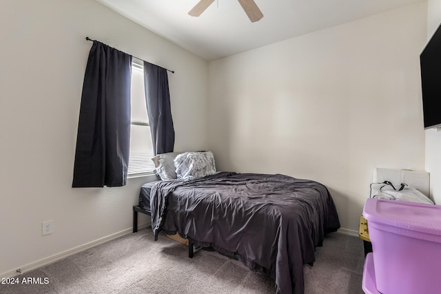 bedroom with carpet and ceiling fan