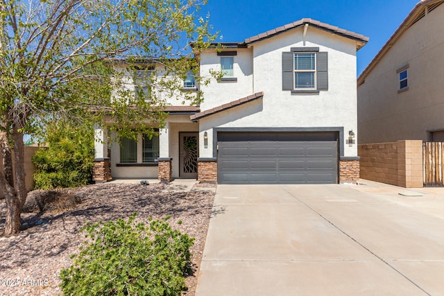 view of front of house with a garage