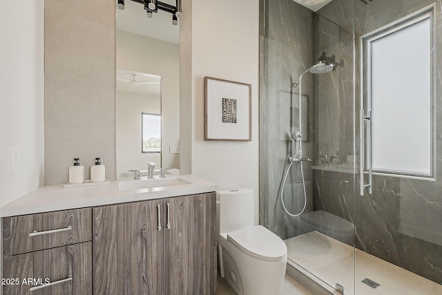 4414 N 29th St, Phoenix, AZ 85016 - bathroom with a marble finish shower, toilet, and vanity