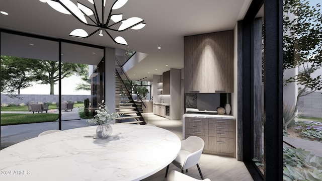 dining area with a chandelier