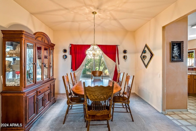 view of carpeted dining room