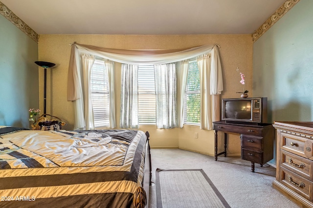 carpeted bedroom featuring multiple windows