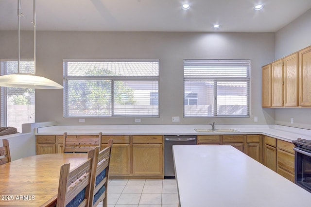 kitchen featuring sink, light tile patterned flooring, and appliances with stainless steel finishes