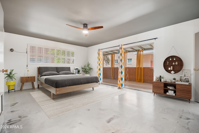 bedroom featuring ceiling fan