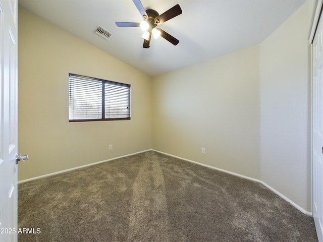 8022 S 48th Dr, Laveen, AZ 85339 - empty room featuring carpet, vaulted ceiling, a ceiling fan, and baseboards