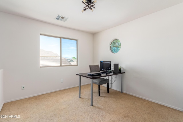 view of carpeted office