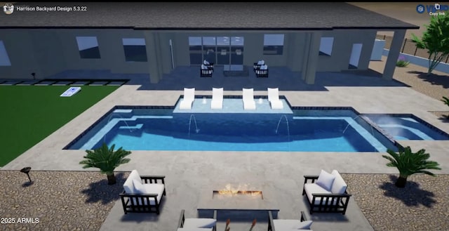 3445 W Carriage Dr, Phoenix, AZ 85086 - view of swimming pool featuring a patio area, outdoor lounge area, and a pool with connected hot tub