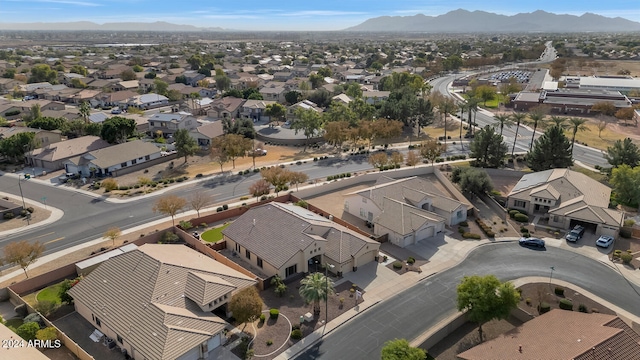 drone / aerial view with a mountain view