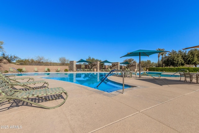 view of pool featuring a patio