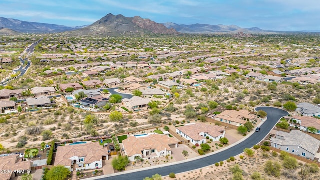 aerial view featuring a residential view and a mountain view