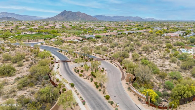 birds eye view of property featuring a residential view and a mountain view