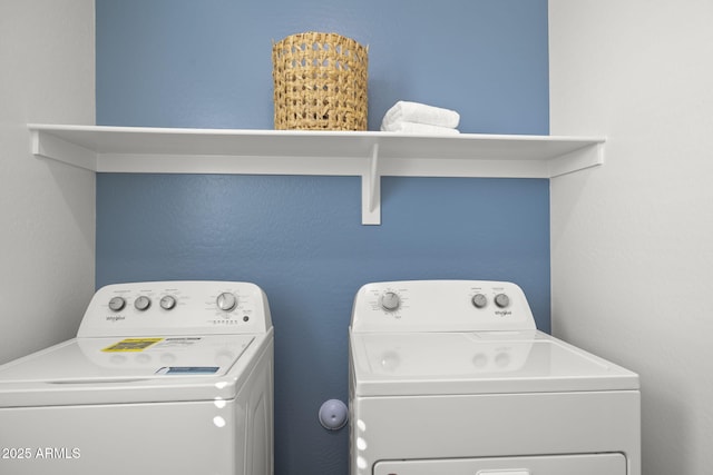 laundry room featuring laundry area and washing machine and clothes dryer