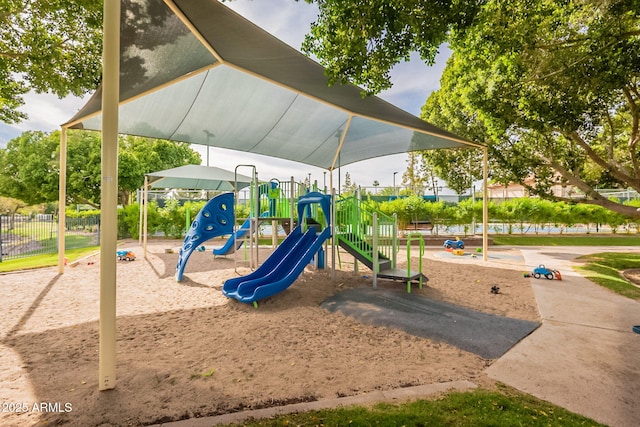 communal playground with fence