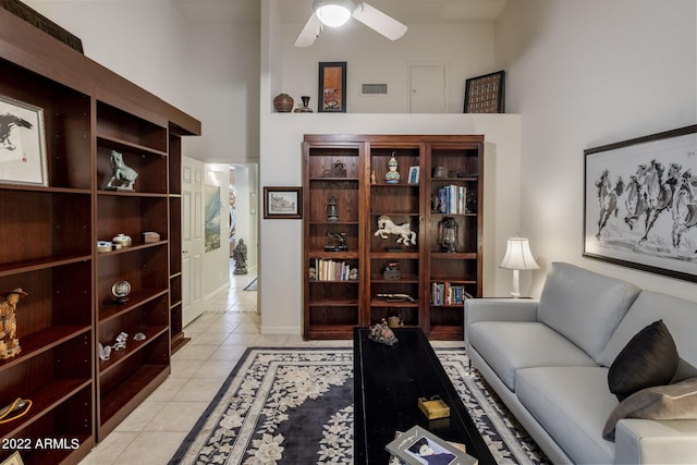 28897 N 94th Pl, Scottsdale, AZ 85262 - living room featuring light tile patterned floors and ceiling fan