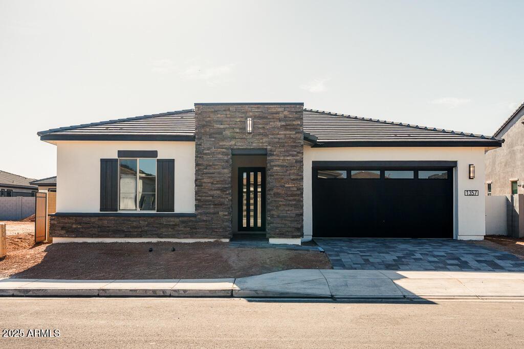 modern home featuring a garage