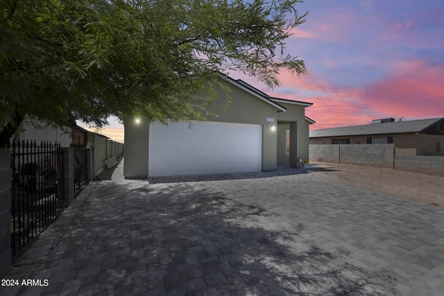 exterior space with a garage