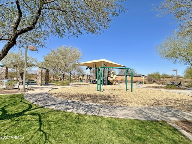 community playground with a yard