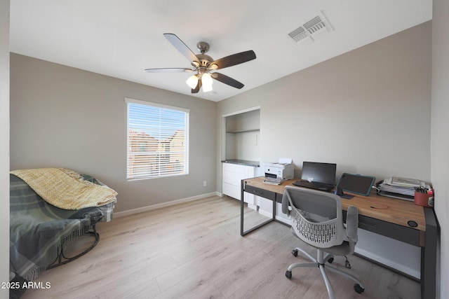 5439 W Odeum Ln, Phoenix, AZ 85043 - office featuring light wood-style floors and a ceiling fan