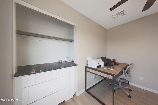 5439 W Odeum Ln, Phoenix, AZ 85043 - home office with ceiling fan and light wood-style flooring