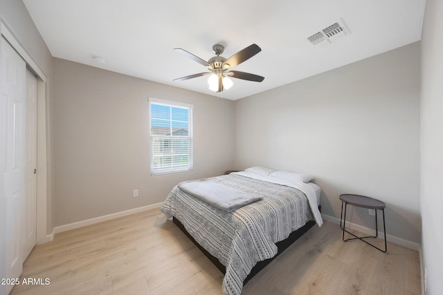 5439 W Odeum Ln, Phoenix, AZ 85043 - bedroom with a closet, light wood-style floors, and ceiling fan