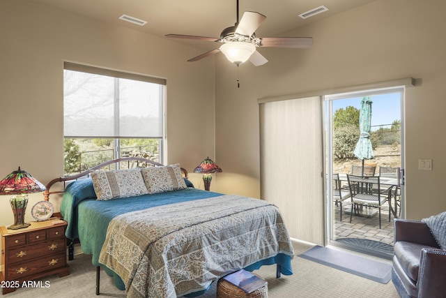 11880 N Cielo Grande, Prescott, AZ 86305 - bedroom featuring visible vents, access to exterior, and carpet flooring