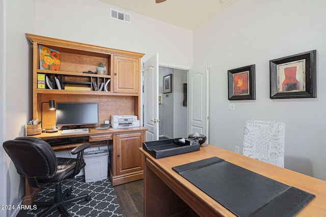 office featuring dark hardwood / wood-style floors