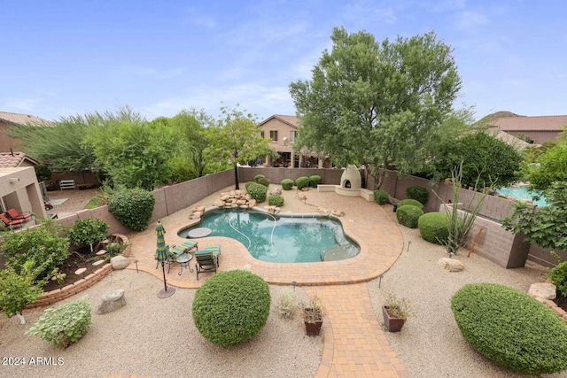 view of swimming pool featuring a patio