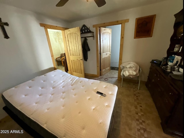 bedroom featuring a closet and a ceiling fan