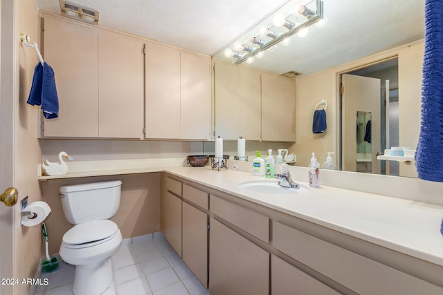 bathroom featuring tile patterned flooring, vanity, and toilet