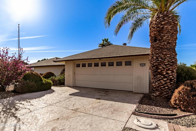 exterior space with a garage