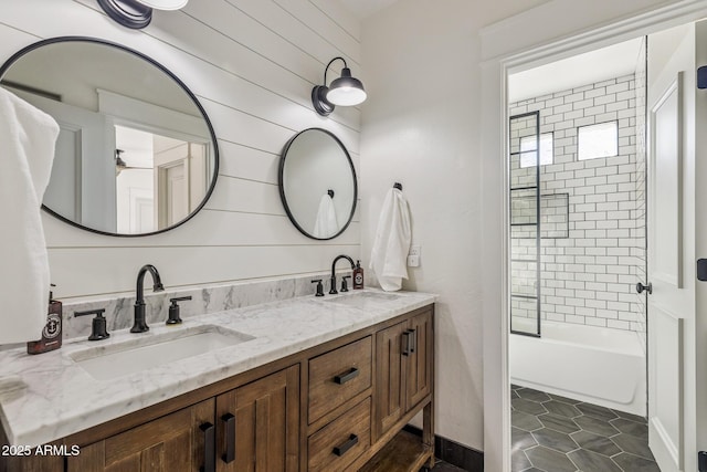 2625 N 24th St Unit 15, Mesa, AZ 85213 - full bathroom with double vanity, shower / tub combination, and tile patterned flooring