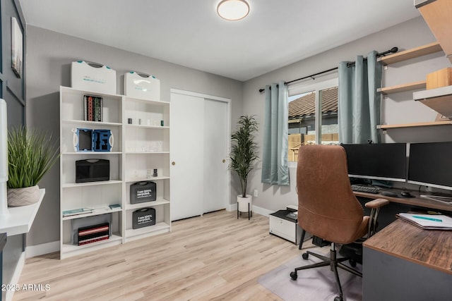 home office featuring light wood-type flooring