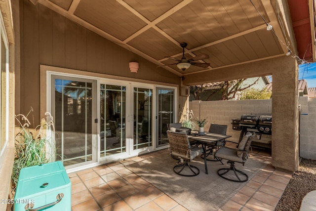 view of patio / terrace featuring ceiling fan