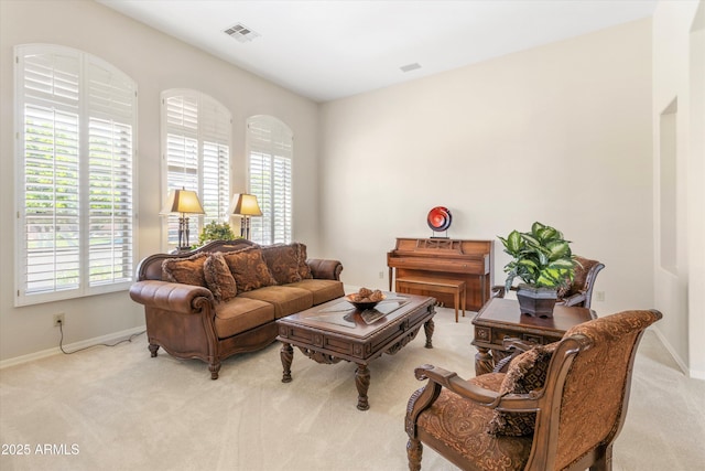 3410 E Inglewood Cir, Mesa, AZ 85213 - living area featuring carpet flooring, baseboards, and visible vents