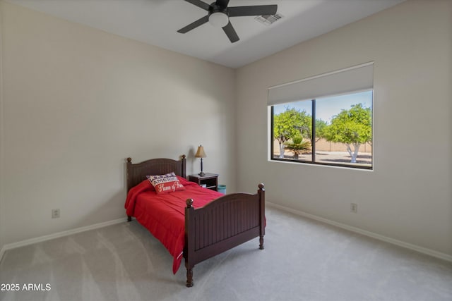 3410 E Inglewood Cir, Mesa, AZ 85213 - carpeted bedroom with a ceiling fan, baseboards, and visible vents