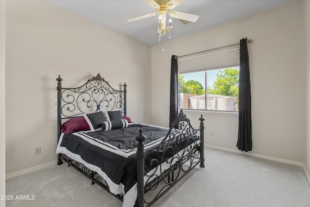 3410 E Inglewood Cir, Mesa, AZ 85213 - bedroom featuring baseboards, carpet flooring, and ceiling fan