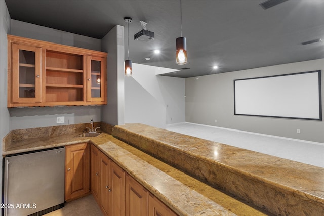 3410 E Inglewood Cir, Mesa, AZ 85213 - home theater room with indoor wet bar, visible vents, and a sink