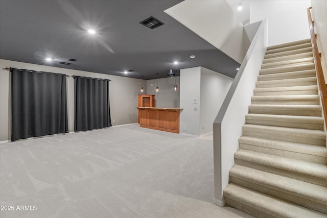 3410 E Inglewood Cir, Mesa, AZ 85213 - interior space with indoor bar, carpet flooring, recessed lighting, and visible vents