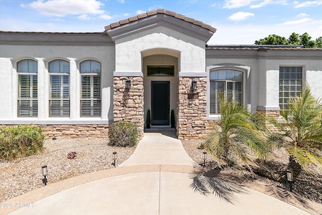 3410 E Inglewood Cir, Mesa, AZ 85213 - property entrance featuring stucco siding and stone siding