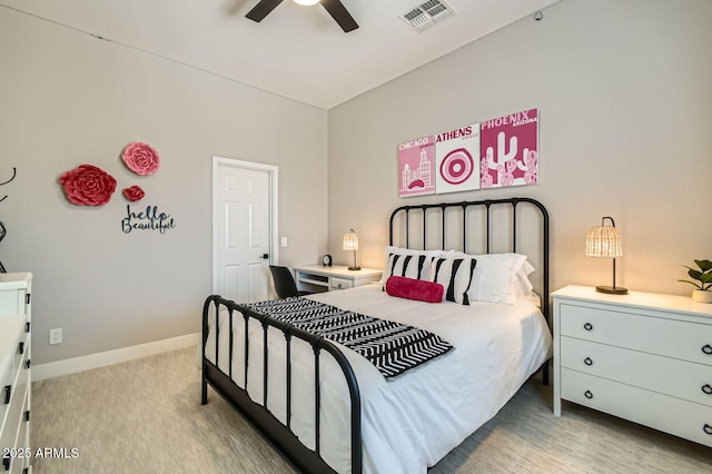 1890 E Sagittarius Pl, Chandler, AZ 85249 - bedroom featuring baseboards, light carpet, and ceiling fan