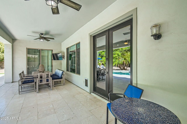 1890 E Sagittarius Pl, Chandler, AZ 85249 - view of patio with ceiling fan, french doors, and outdoor dining area