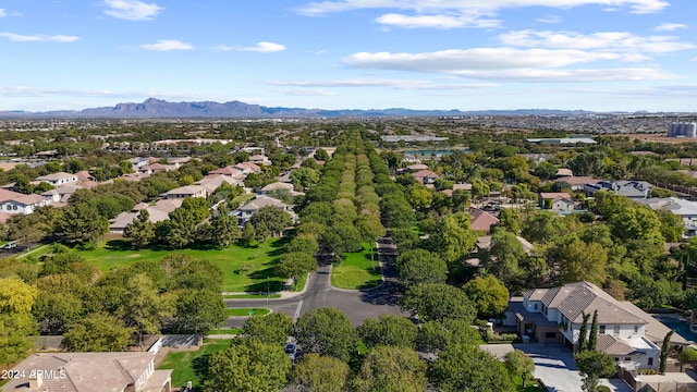 drone / aerial view with a mountain view