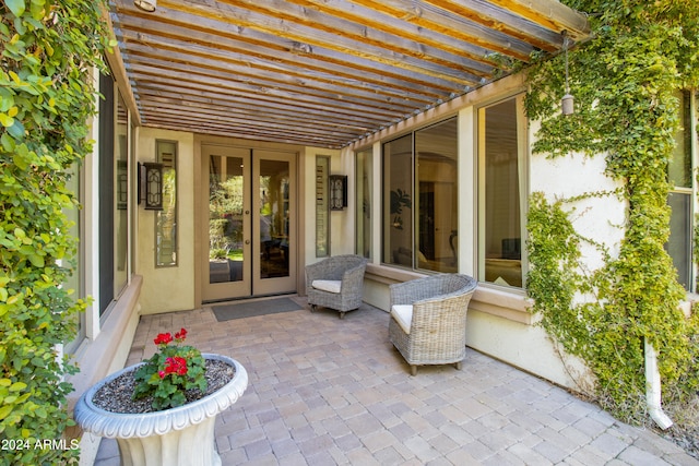 view of patio / terrace featuring a pergola