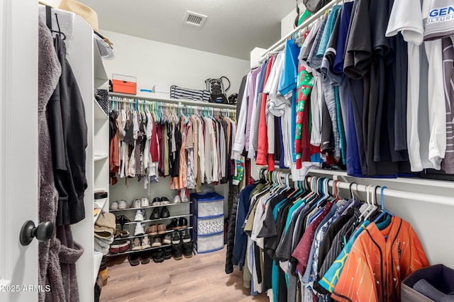 walk in closet featuring light hardwood / wood-style floors