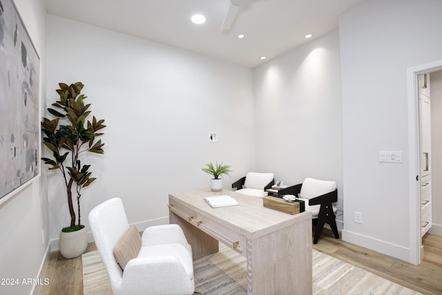 office area featuring light wood-type flooring